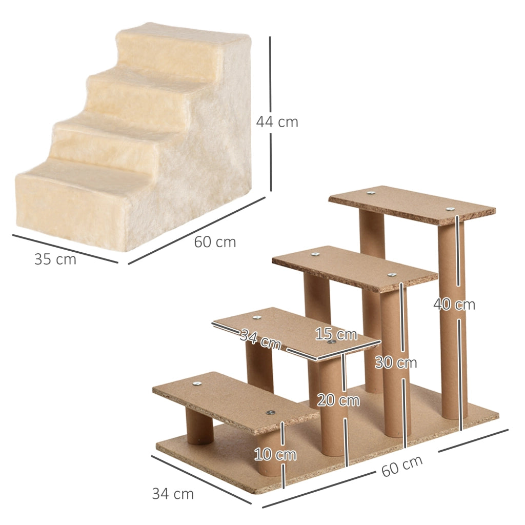 Scala per Cani Portatile 4 Gradini ¨C Minimal ¨C Beige 60x35x44 cm
