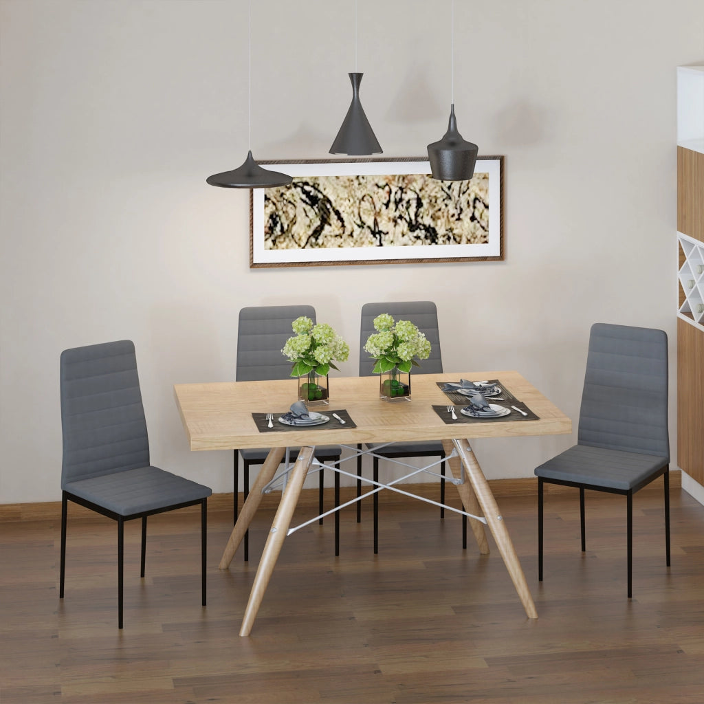 Set 4 Sedie Imbottite da Pranzo ¨C Xylo ¨C Tessuto Grigio Metallo Moderne per Sala Cucina Soggiorno