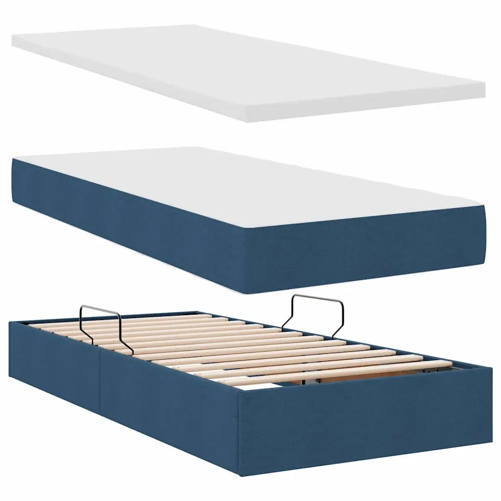 Letto con contenitore e LED con led Blu 100 x 200 cm Tessuto 3371255