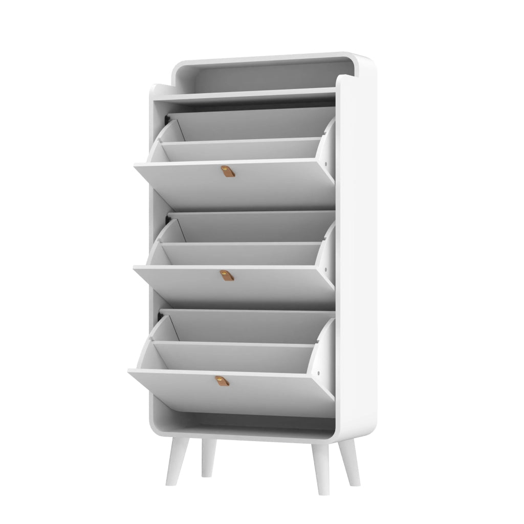 Scarpiera Slim con Ante Ribaltabili e Ripiani ¨C Xylo ¨C Bianco