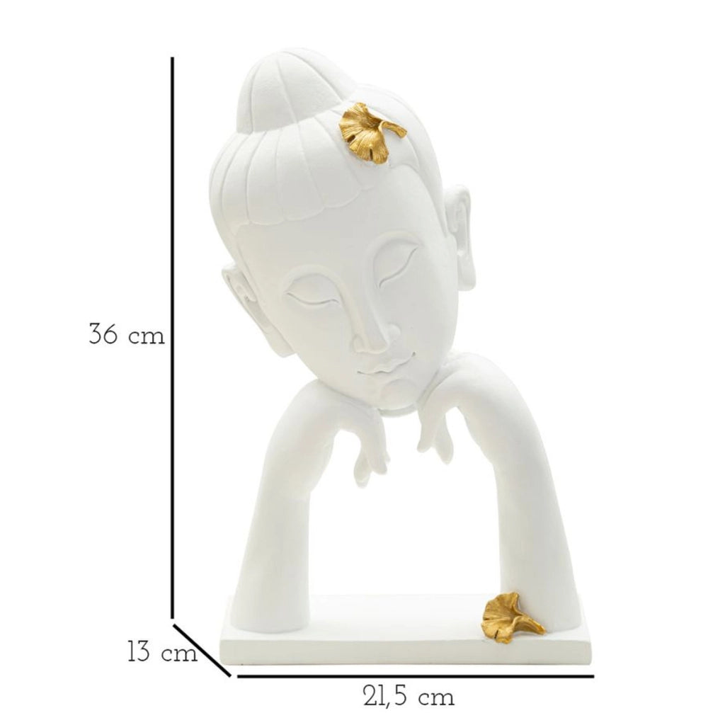 Scultura VKH372, Bianco, Poliresina, 21,5x13x36 cm