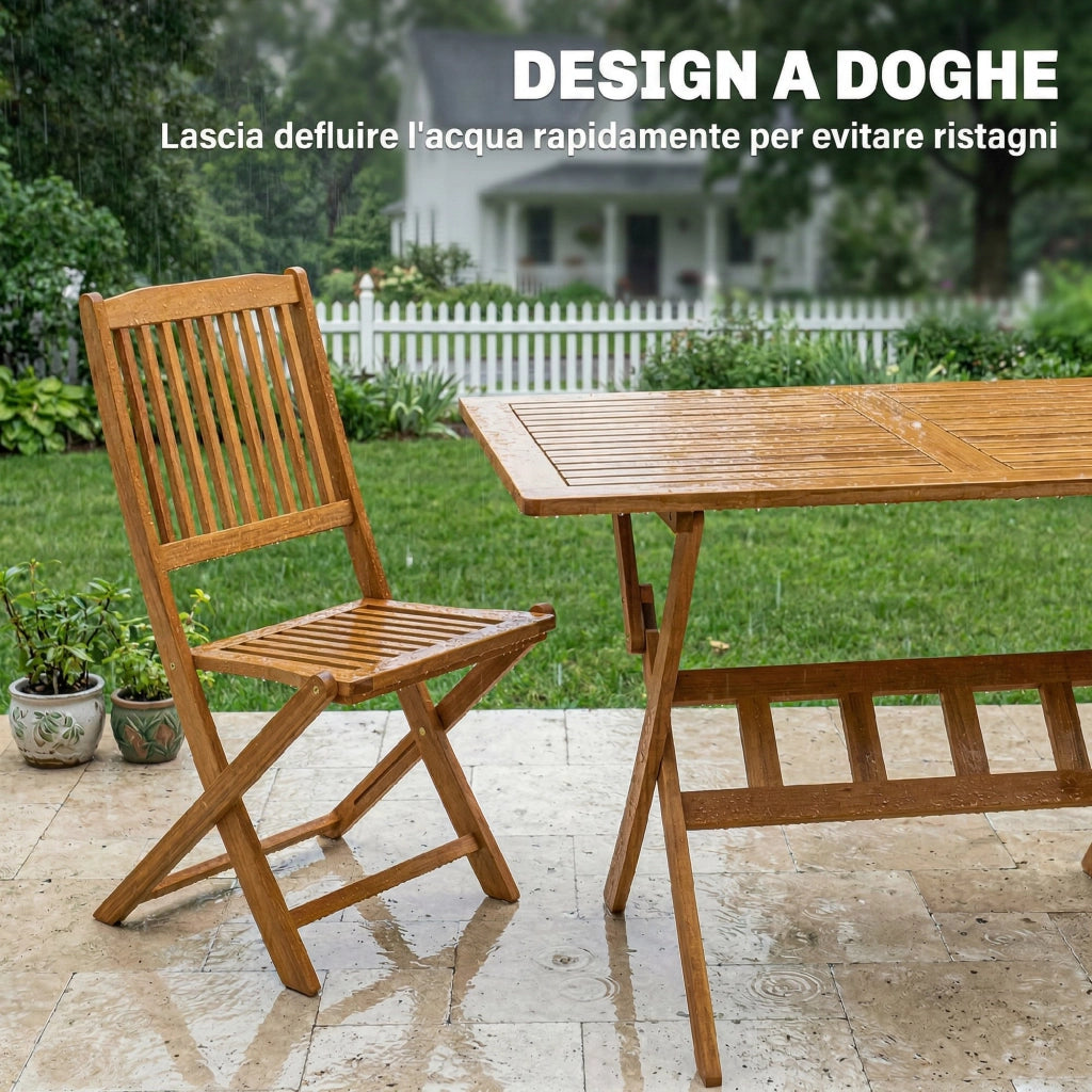 Set da Pranzo da Giardino 5 Pezzi, Tavolo e 4 Sedie Pieghevoli