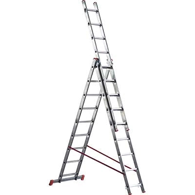 SCALA PARALLELA 3 RAMPE ORANGE 3 MARCHETTI - ALLUMINIO EN 131 H.CM 350/920 PIOLI 3X13