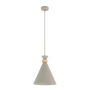 Lampada a sospensione ZERO beige con legno 1xE27 Emibig