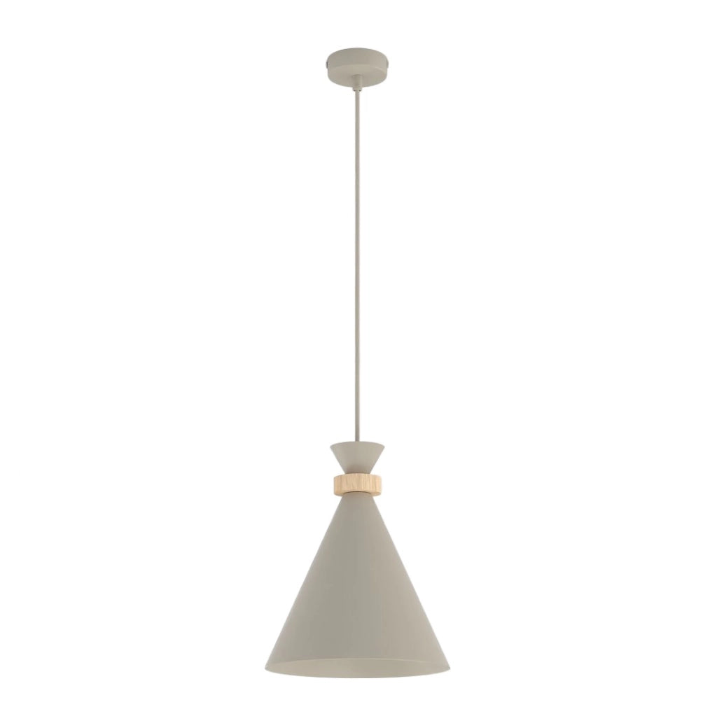Lampada a sospensione ZERO beige con legno 1xE27 Emibig