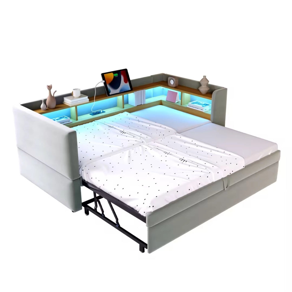 Letto divano estraibile flanella 90/180x190 cm