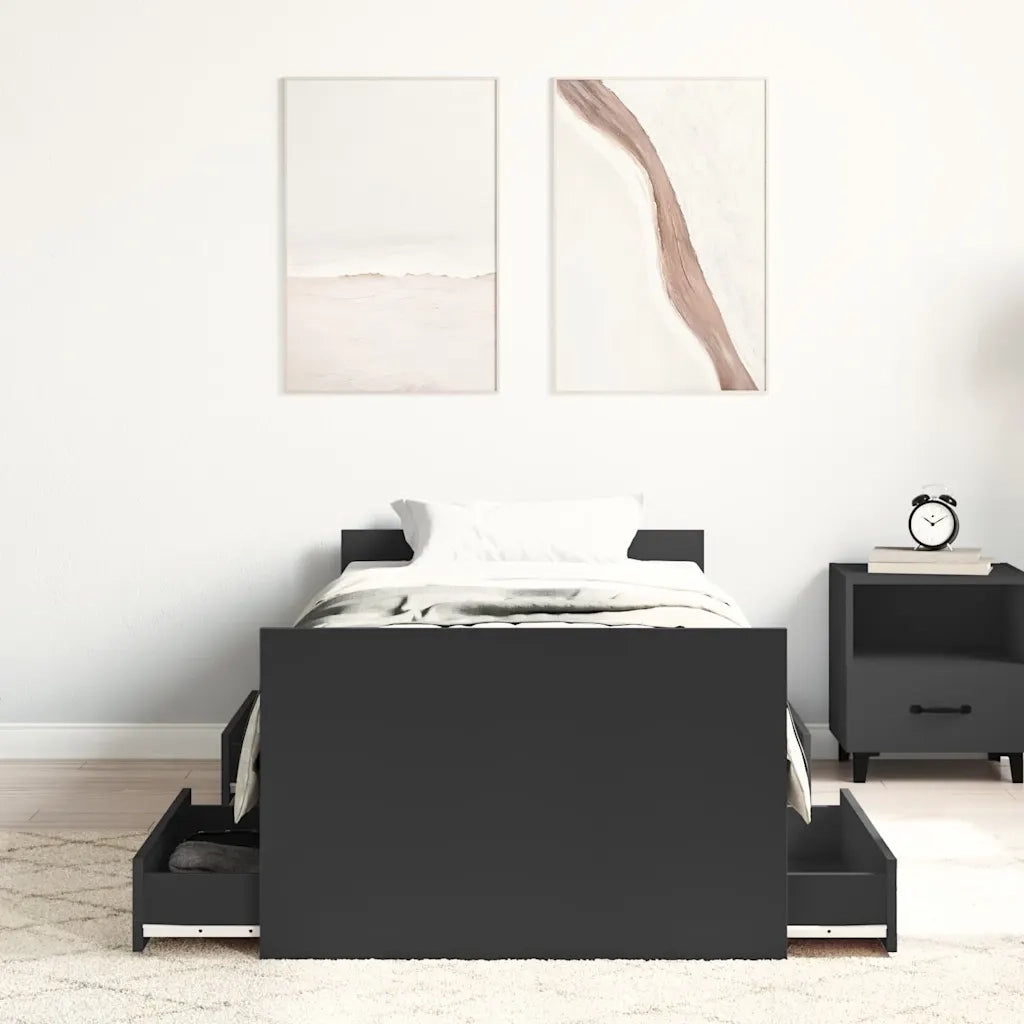 Giroletto con Testiera e Pediera Nero 90x200 cm 3203804