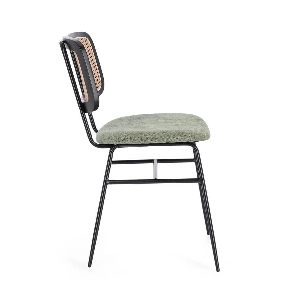 Set di 2 Sedie con Seduta Imbottita e Schienale Effetto Rattan - VIVIANA