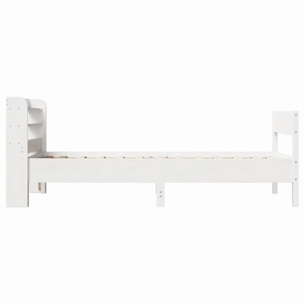 Letto senza Materasso-Struttura Letto Bianco 90x190 cm in Legno Massello Pino 562110
