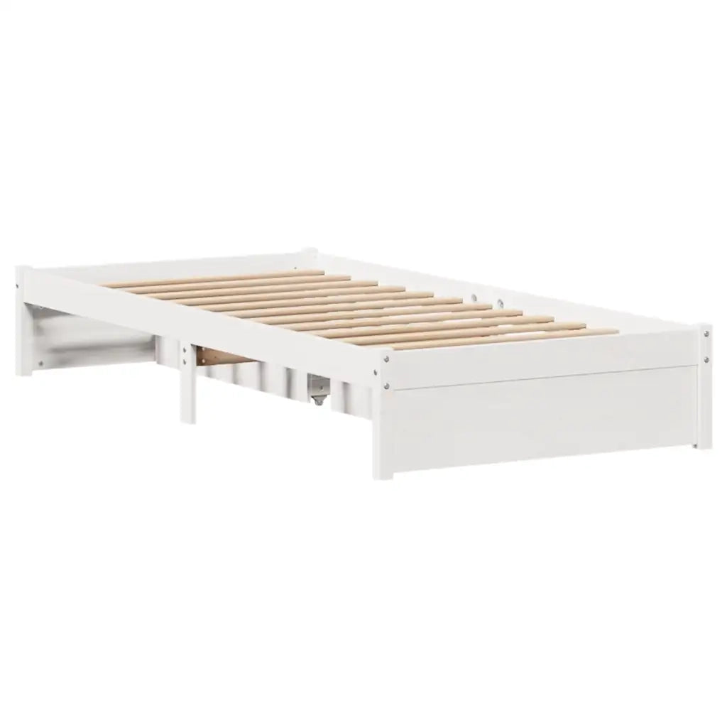 Letto senza Materasso-Struttura Letto Bianco 75x190 in Legno Massello di Pino 262493