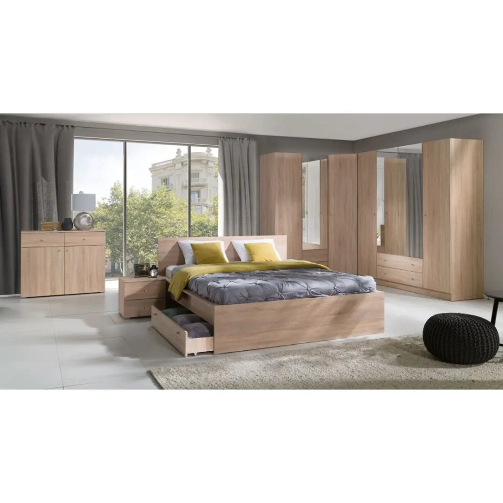Comò MAXIM colore rovere chiaro - 2 porte e 2 cassetti