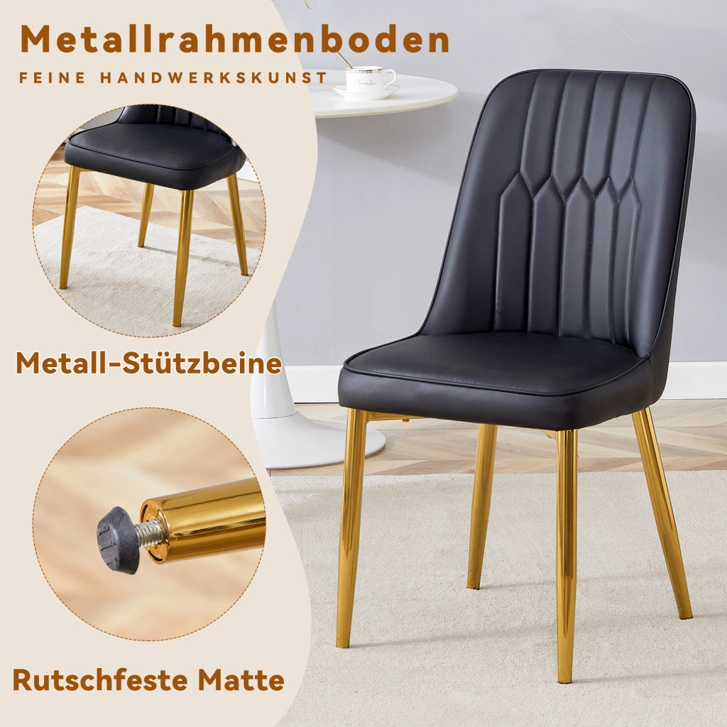 Sedie da Pranzo in Similpelle Nera con Gambe in Metallo ¨C MINIMAL ¨C Set 2 Pezzi