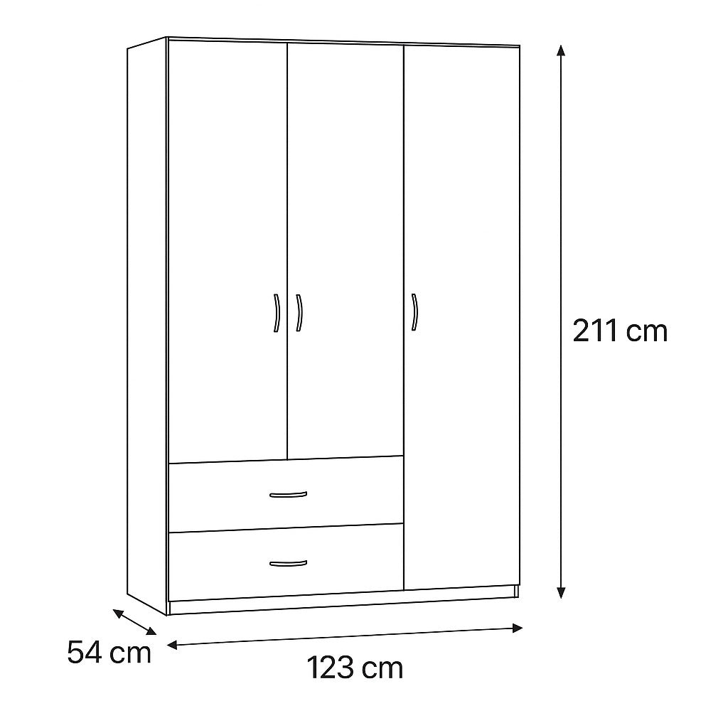ARMADIO SIMPLI 3A+2C BIANCO GR. 123X54XH2.