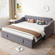 Letto divano 2 in 1 imbottito velluto grigio 90x190 cm