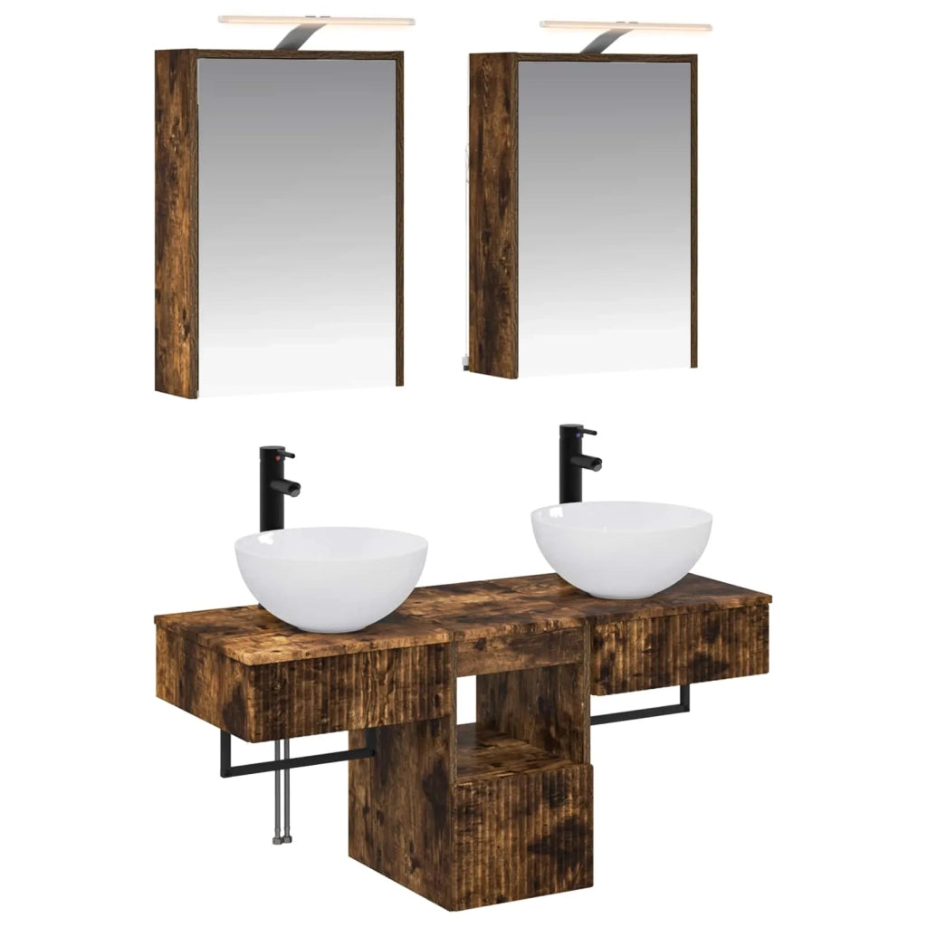 Set di Armadi da Bagno 5 pcs Rovere Fumo 43 x 16 x 62,5 cm 3406283