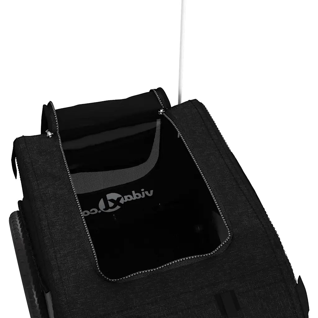 Rimorchio da Bici per Animali Nero Oxford e Ferro 93877