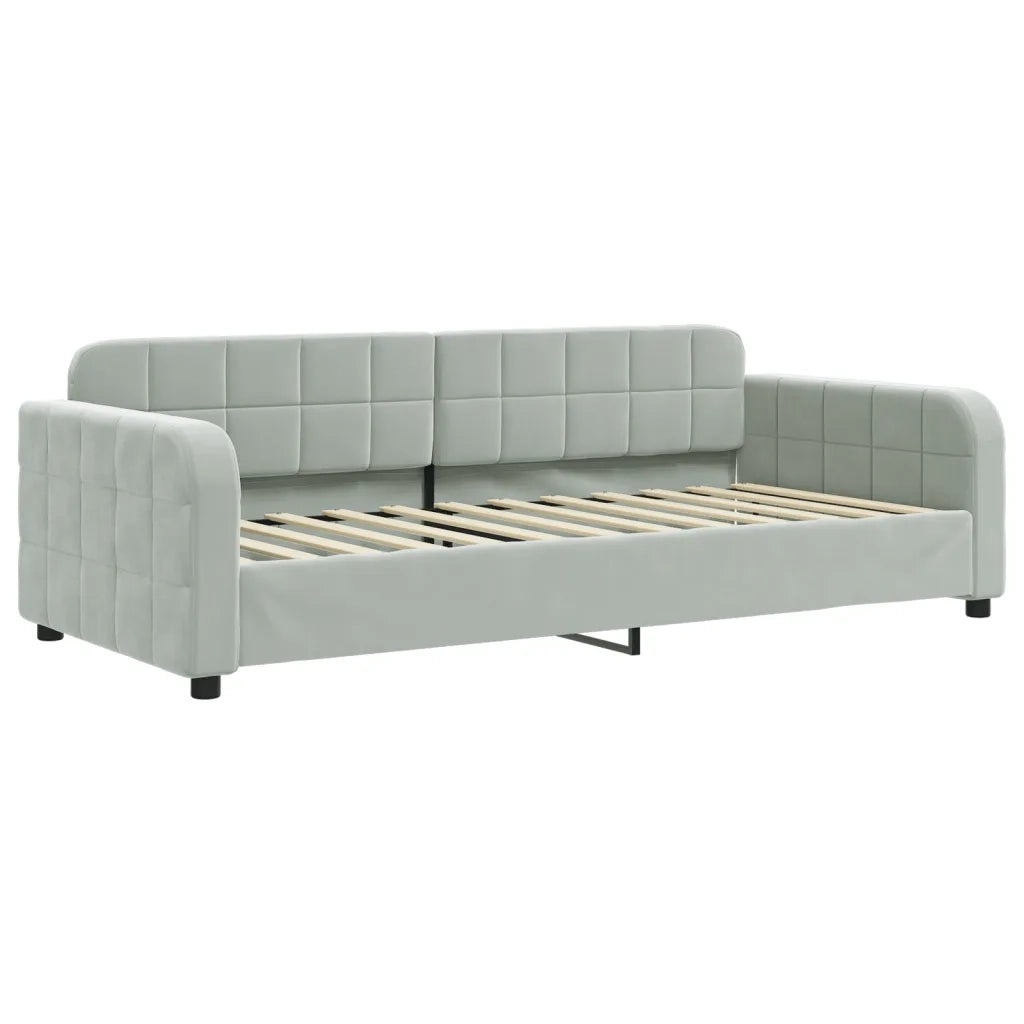 Divano Letto Estraibile Cassetti Grigio Chiaro 90x200cm Velluto 3196977