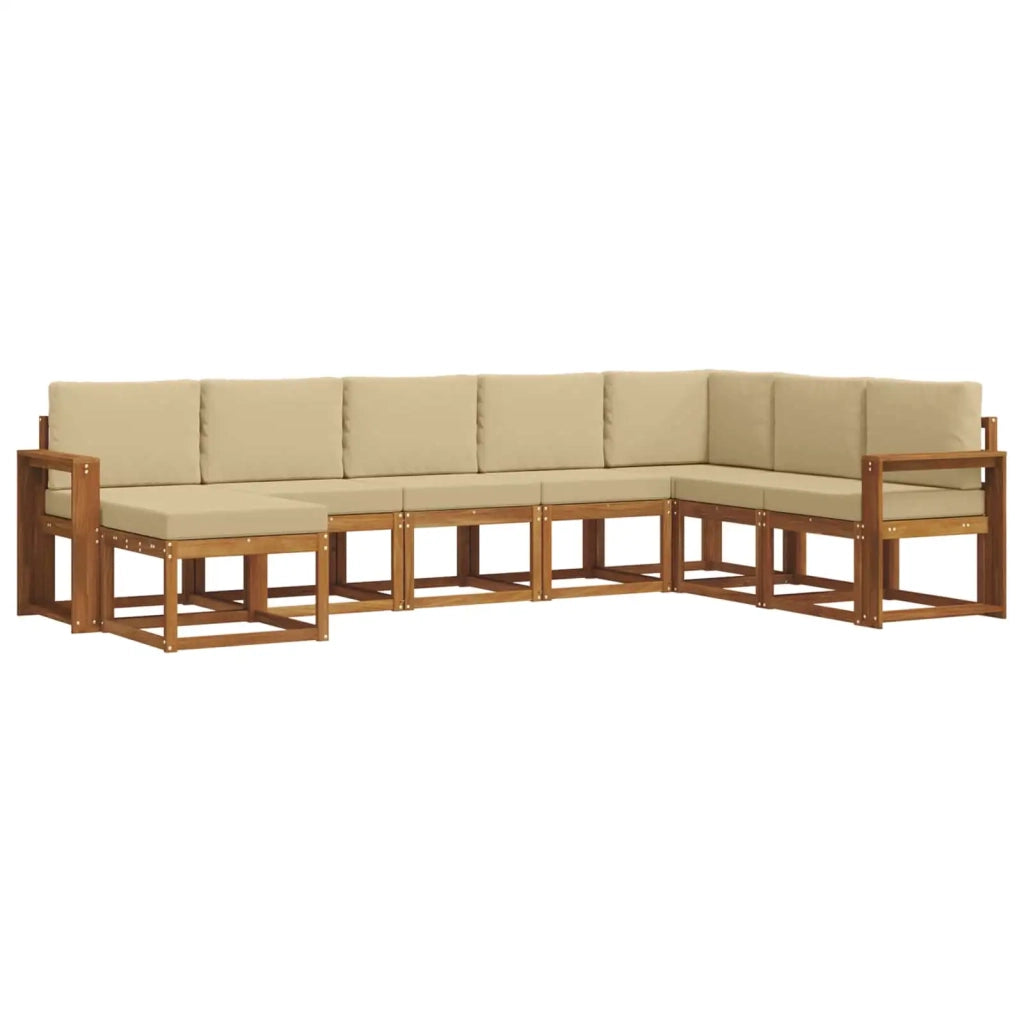 Set di divani da esterno con cuscino 8 pcs Naturale e Beige 3366821