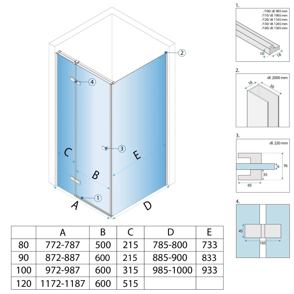 Cabina Doccia Rea Atlas 90x100 Chrome sinistra