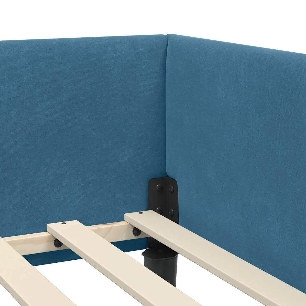 Letto singolo | Letto per adulti | Cornice del letto ad angolo Blu 100 cm x 200 cm Velluto