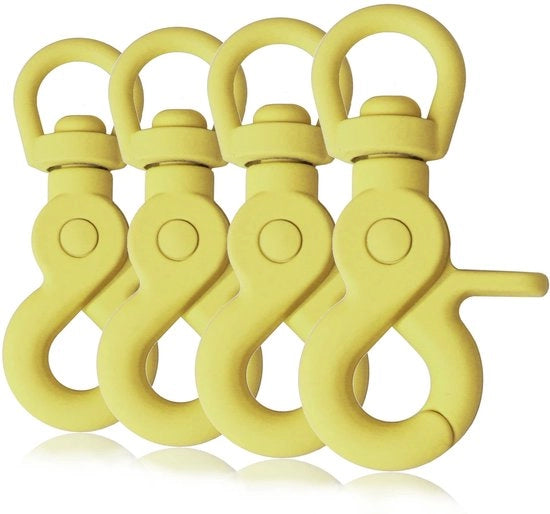 Scafoletta a forma di karabina con uncino e testa a giroscopio, 4 pezzi, giallo - 61 mm