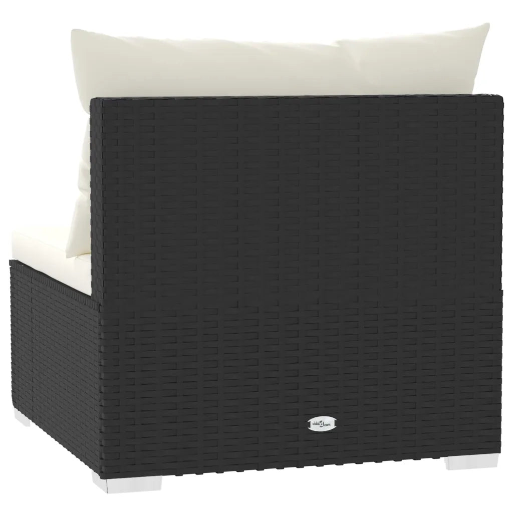 Divano a 3 Posti con Cuscini in Polyrattan Nero 317495
