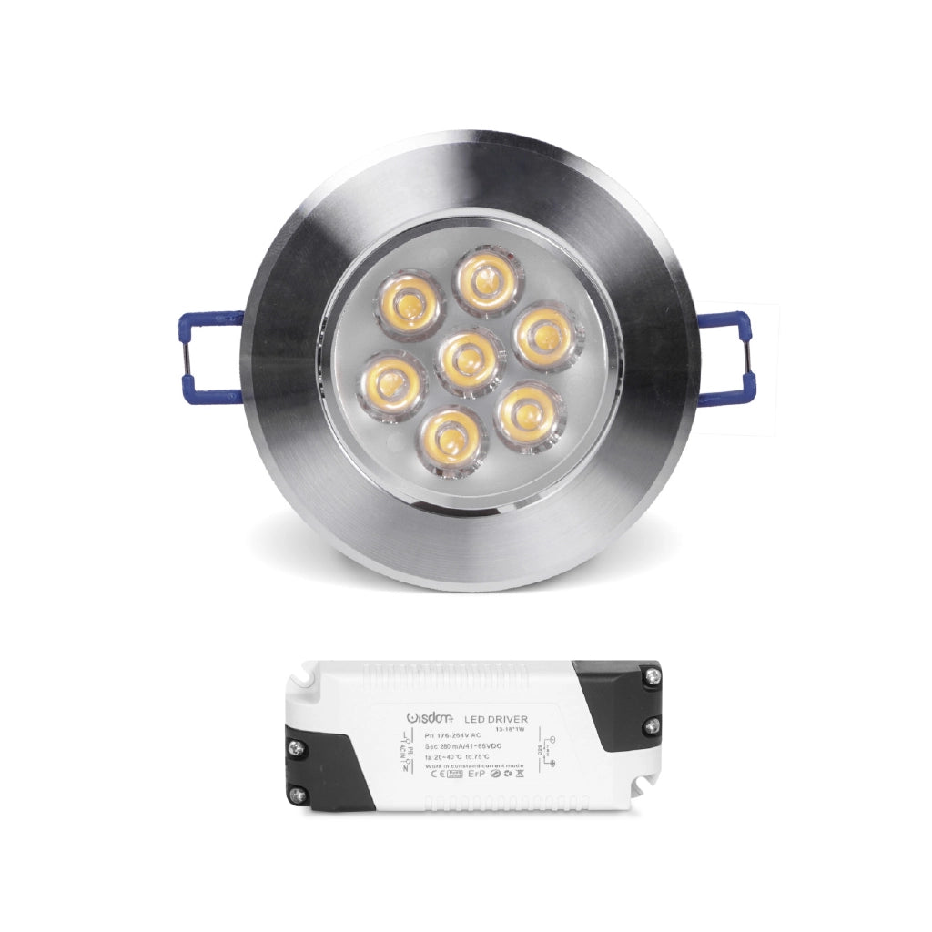 Faretto da incasso orientabile con vetro trasparente 7w 6000K luce fredda