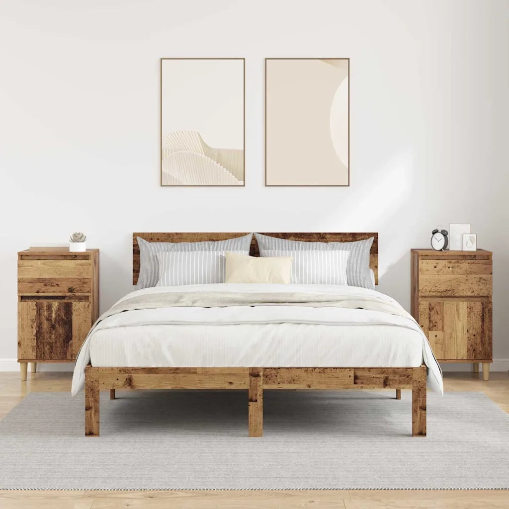 Set di 2 Comodini | Armadio da Notte | Mobiletto da notte Legno vecchio 40 x 35 x 70 cm
