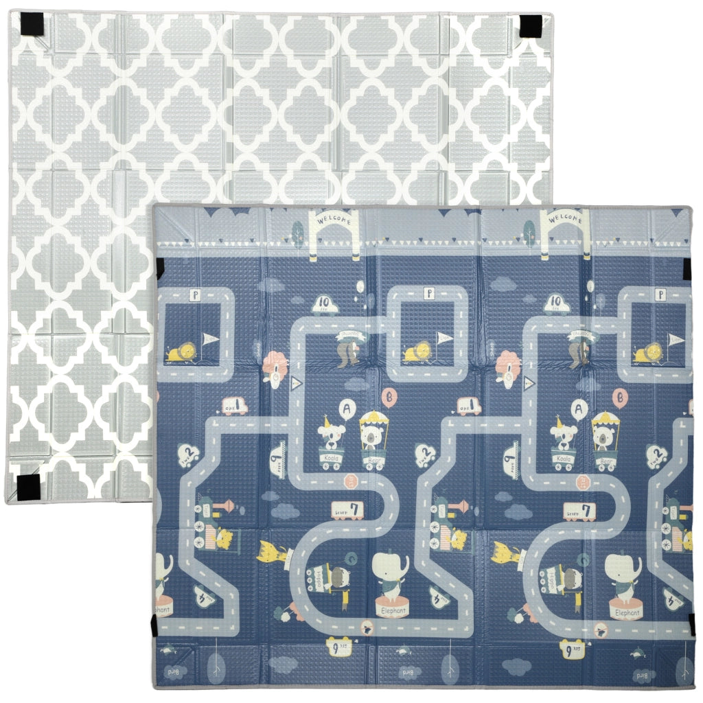 Tappeto Pieghevole Reversibile per Bambini ¨C Minimal ¨C 202x180.5x1 cm Multicolore