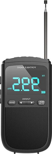 Radio portatile FM-AM con display LCD e cuffie - batteria ricaricabile - per jogging e camminata
