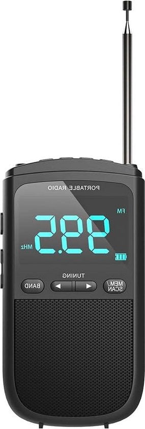 Radio portatile FM-AM con display LCD e cuffie - batteria ricaricabile - per jogging e camminata
