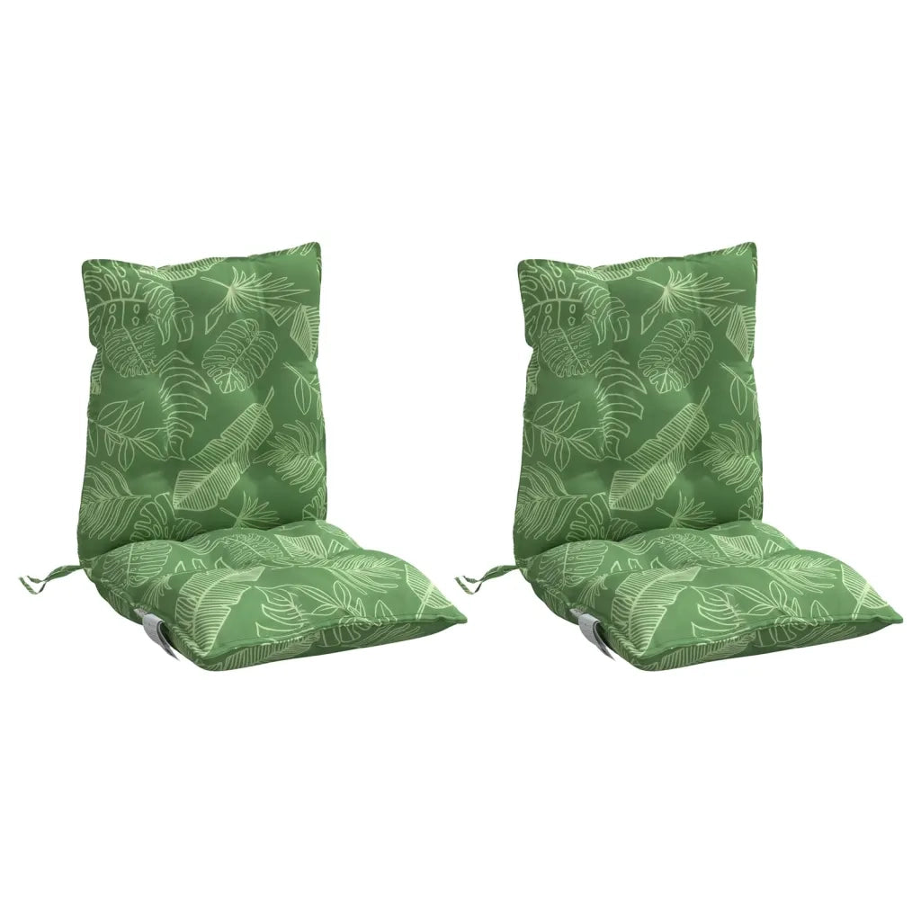 Cuscini Sedia Schienale Basso 2 pz Motivo Foglie Tessuto Oxfordcod mxl 90698