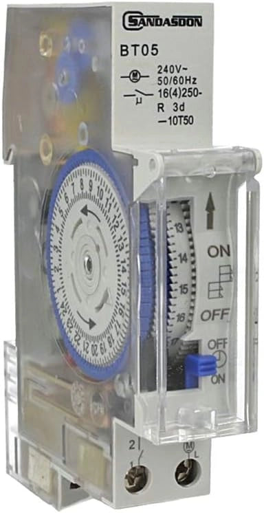 Interruttore Orario Orologio Analogico Temporizzatore 1 Din Modulare Meccanico Giornaliero 220v