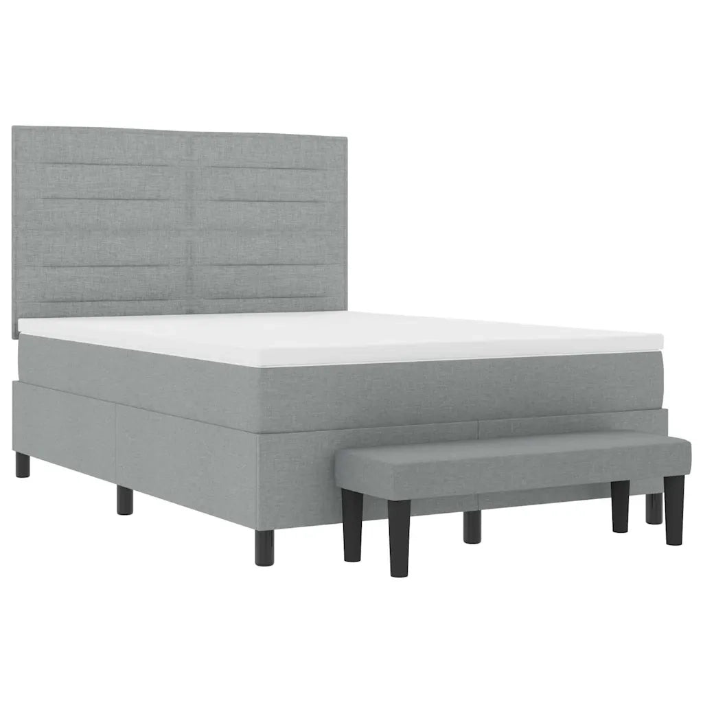 Letto a molle con materasso Grigio chiaro 140 x 200 cm Tessuto