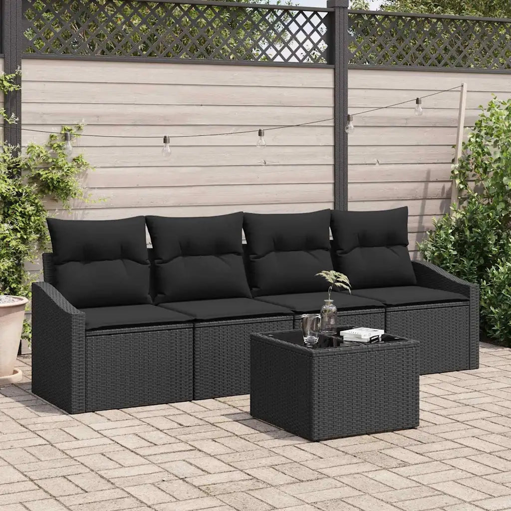 Set di divani con cuscino con cuscino 5 pcs Nero polyrattan 3346593