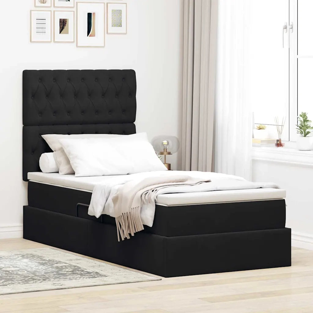 Letto con contenitore e materasso Nero 100 x 200 cm Velluto