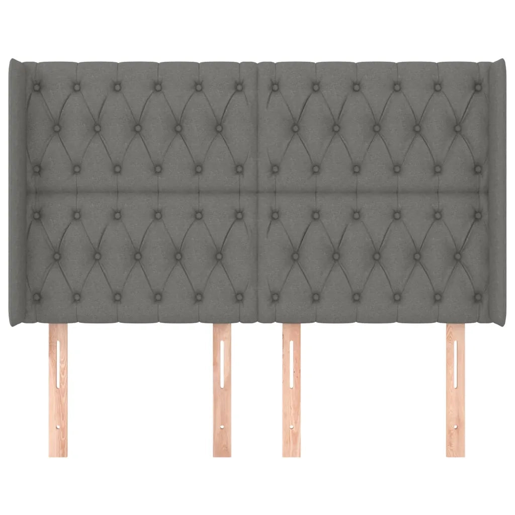 Testiera ad Orecchio-Testata con Orecchie GrigioScuro 163x16x118/128cm inTessuto 744229
