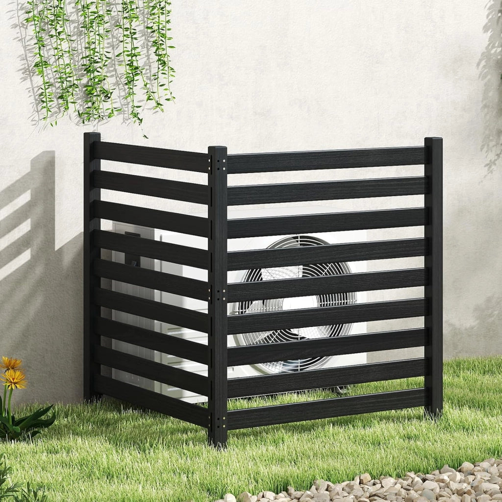 Recinzione da Giardino in Legno Massello, Schermo per Privacy da Esterno Regolabile, Pannelli Privacy da Giardino per Condizionatore e Bidoni della Spazzatura e Divisorio di Spazio (Nero)