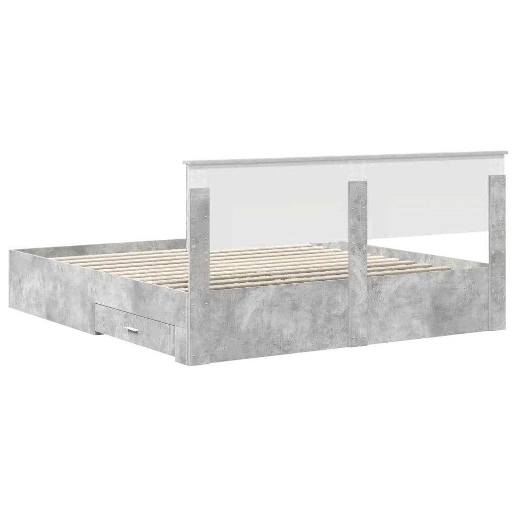Letto matrimoniale | Letto per adulti | Struttura del letto con testiera Grigio cemento 200 x 200 cm