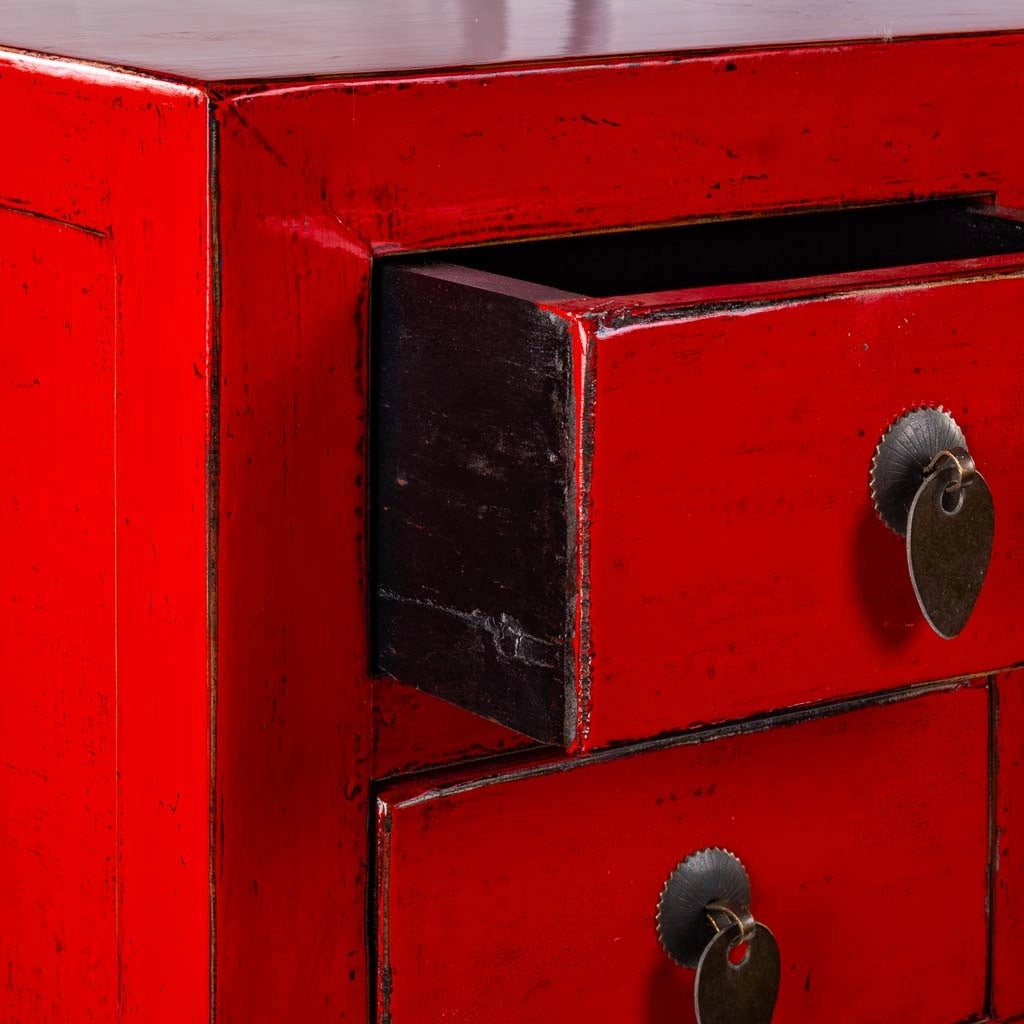 Mobile da ingresso in legno rosso 93x25x84cm