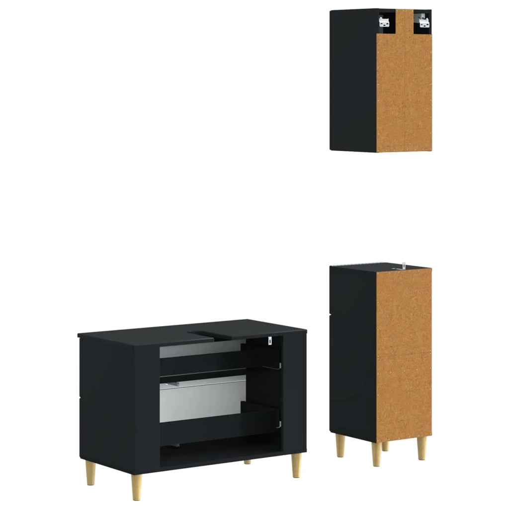 Set di armadietti da bagno in 3 pezzi ARNHEM Nero 3417766