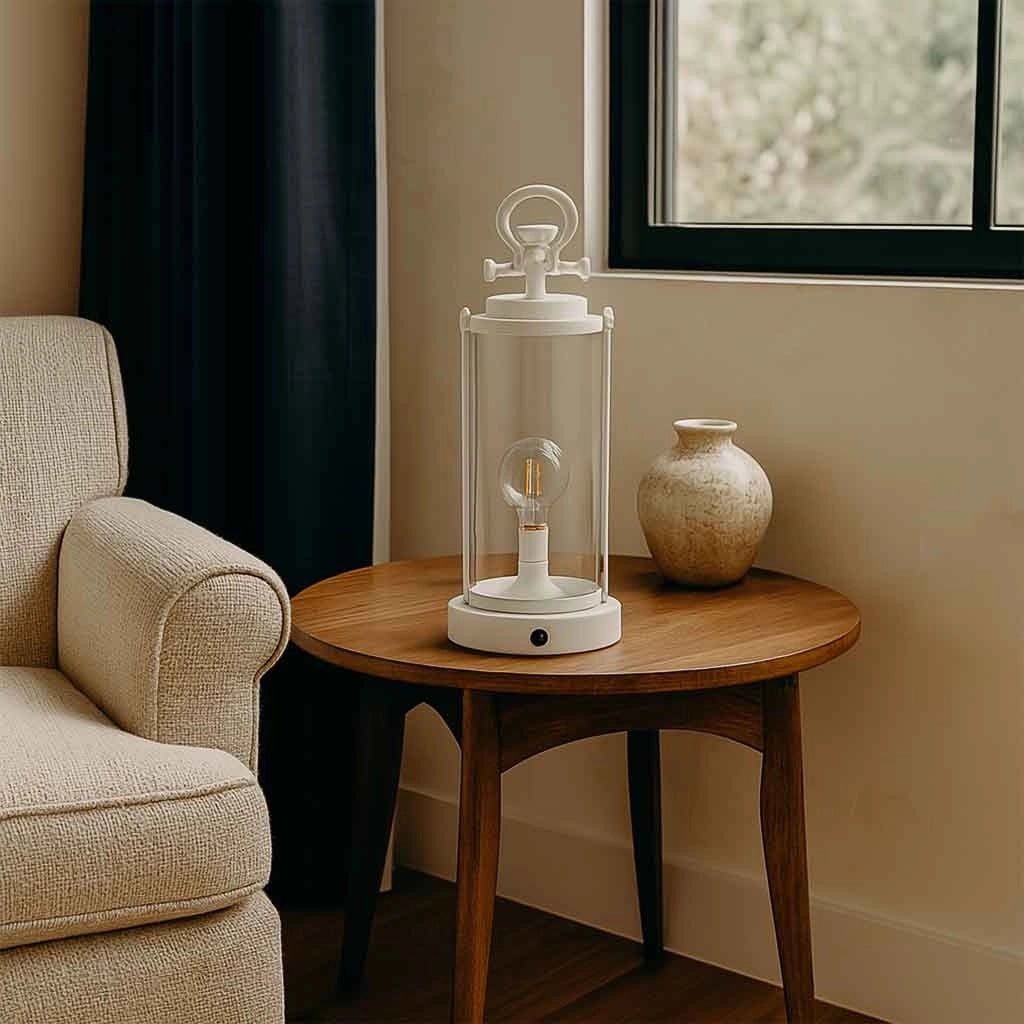 Lampada da tavolo metallo bianco 16x16x46h cm