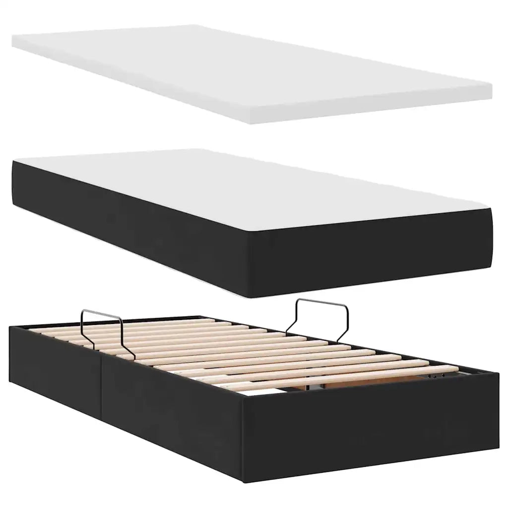 Letto con contenitore e LED con led Nero 100 x 200 cm Velluto 3372767