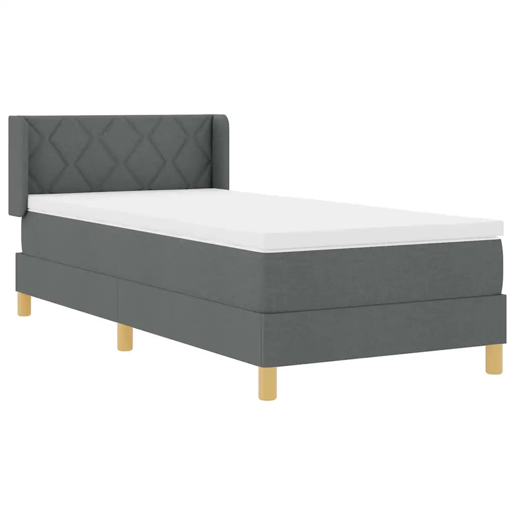 Letto a molle con materasso Grigio scuro 200 x 90 cm Tessuto 3341336