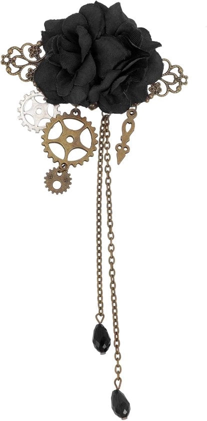Clip per capelli steampunk vintage - spille per capelli gotiche - fermacapelli - accessori per capelli a tassello steampunk per cosplay abito da donna (nero)