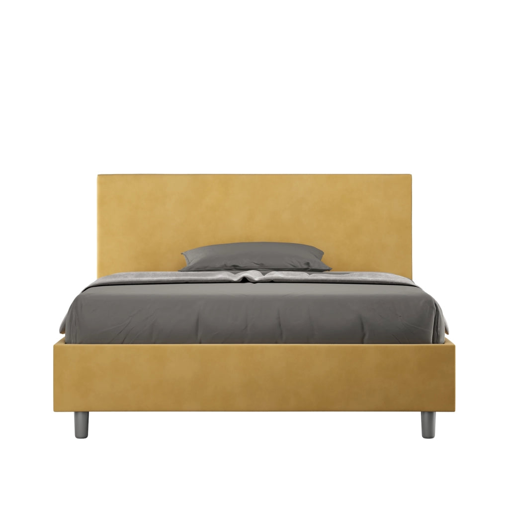 BS COM Letto una piazza e mezza contenitore imbottito 130x190 microfibra ocra