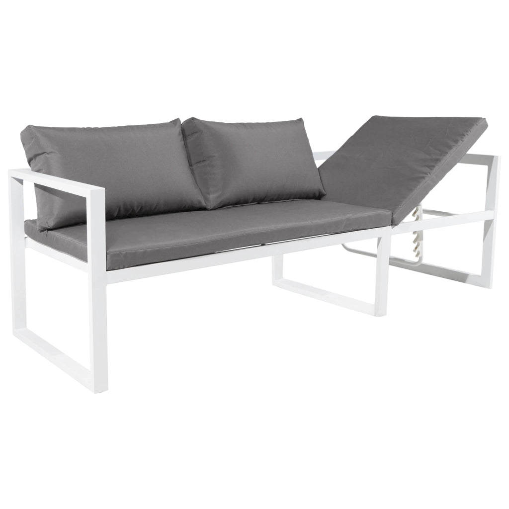 Set di mobili da giardino modulari IBIZA in tessuto grigio per 7 persone - alluminio bianco