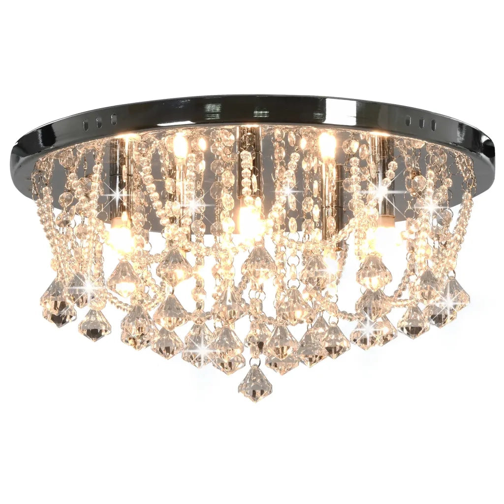 Lampadario Perle di Cristallo Argento Rotondo 4 Lampadine G9 CFW1792173