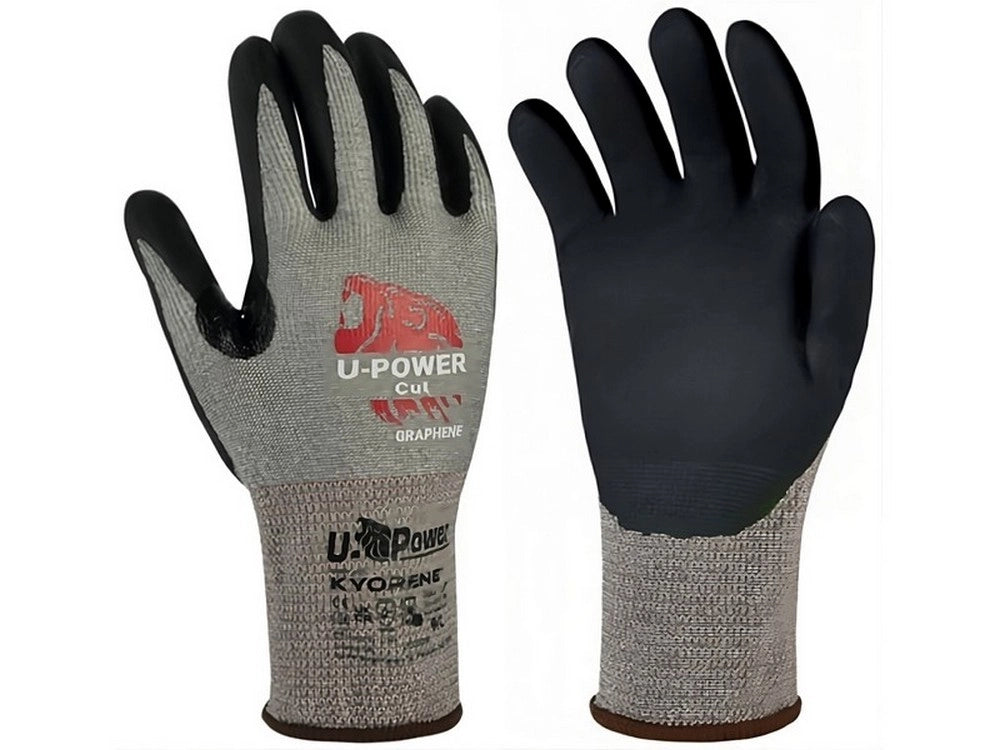 12paia guanti da lavoro antitaglio high in grafene/nitrile col. grigio/nero  tg. 9 cod:ferx.vit54870