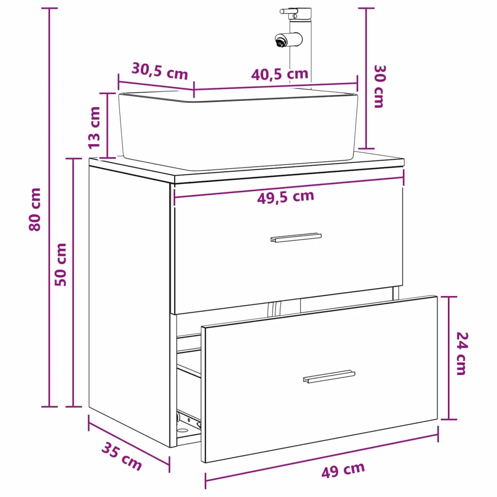 Mobile Lavabo da Parete Bianco 53 x 34,5 x 63 cm 890286